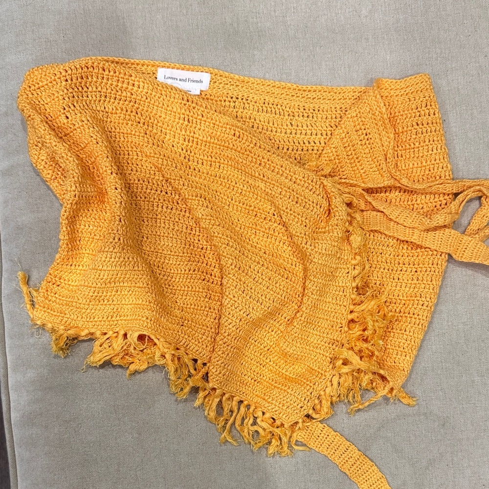 Lovers + Friends Yellow Knit Wrap Skirt